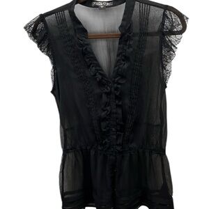 Guess size small black sleeveless sheer blouse in excellent like-new condition